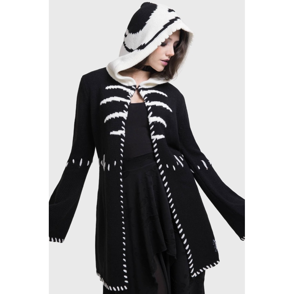 Killstar Corpse Bride - Scraps Hooded Lange cardigan - Zwart/Wit